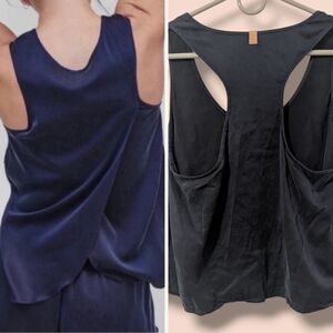 Lunya BUNDLE Deep Blue Washable Silk Tulip Back And Racerback Sleep Tank SM